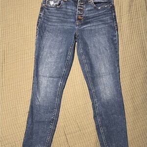 Edgely Jeans Womens 8 Short Blue High Rise Super Skinny Button Fly Stretch